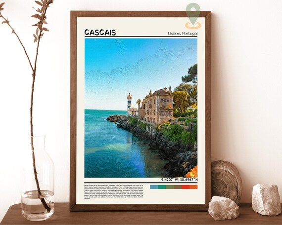 Cascais Portugal Lighthouse Cliffside Manor House Photo Poster