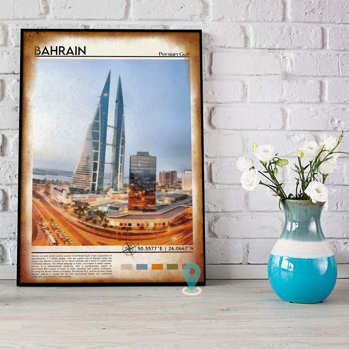 Bahrain Persian Gulf Sail Twin Towers Manama Skyline Dusk Poster - Image 5