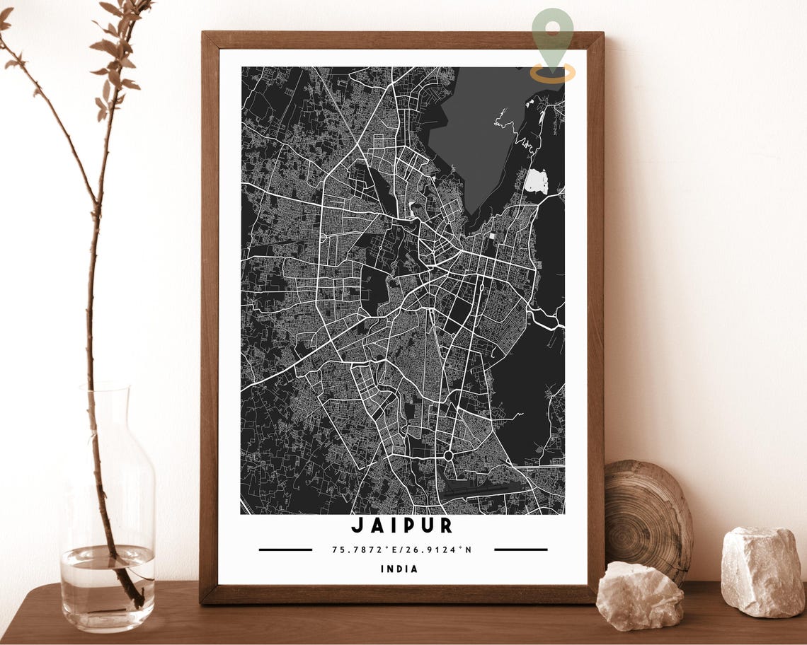 Jaipur India Teal City Street Map Coordinates Travel Decor Poster - Image 5