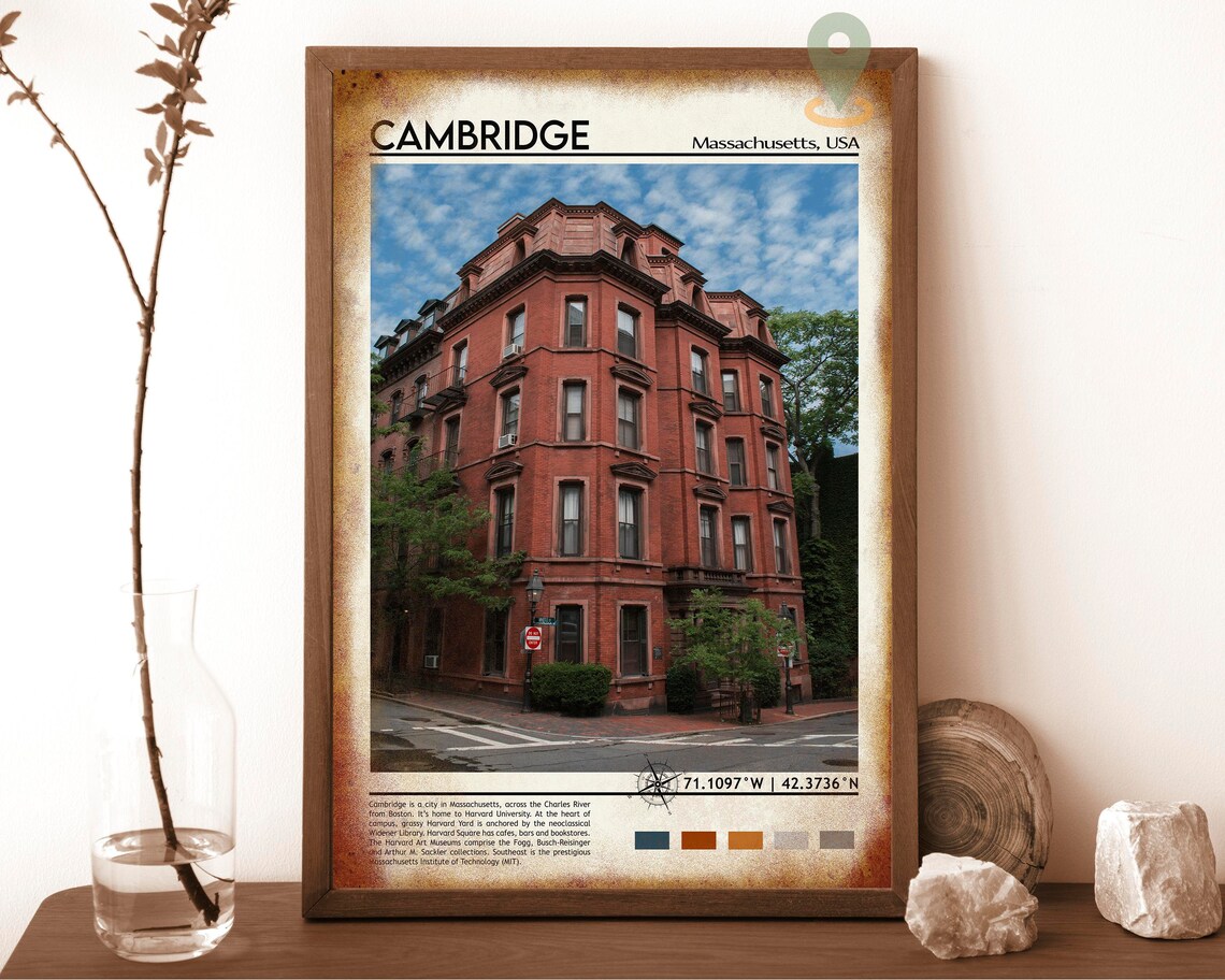 Cambridge Massachusetts Historic Red Brick Building Travel Poster - Image 6