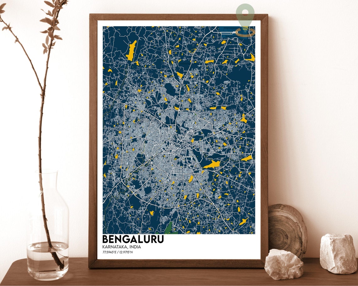 Bengaluru Karnataka India Midnight Blue City Map Decor Poster - Image 6