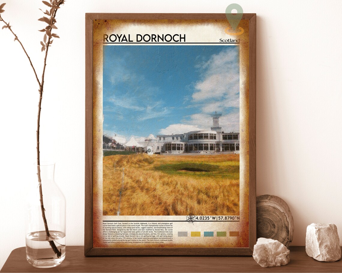 Royal Dornoch Golf Club Scotland Golden Links Course Art Poster - Image 6