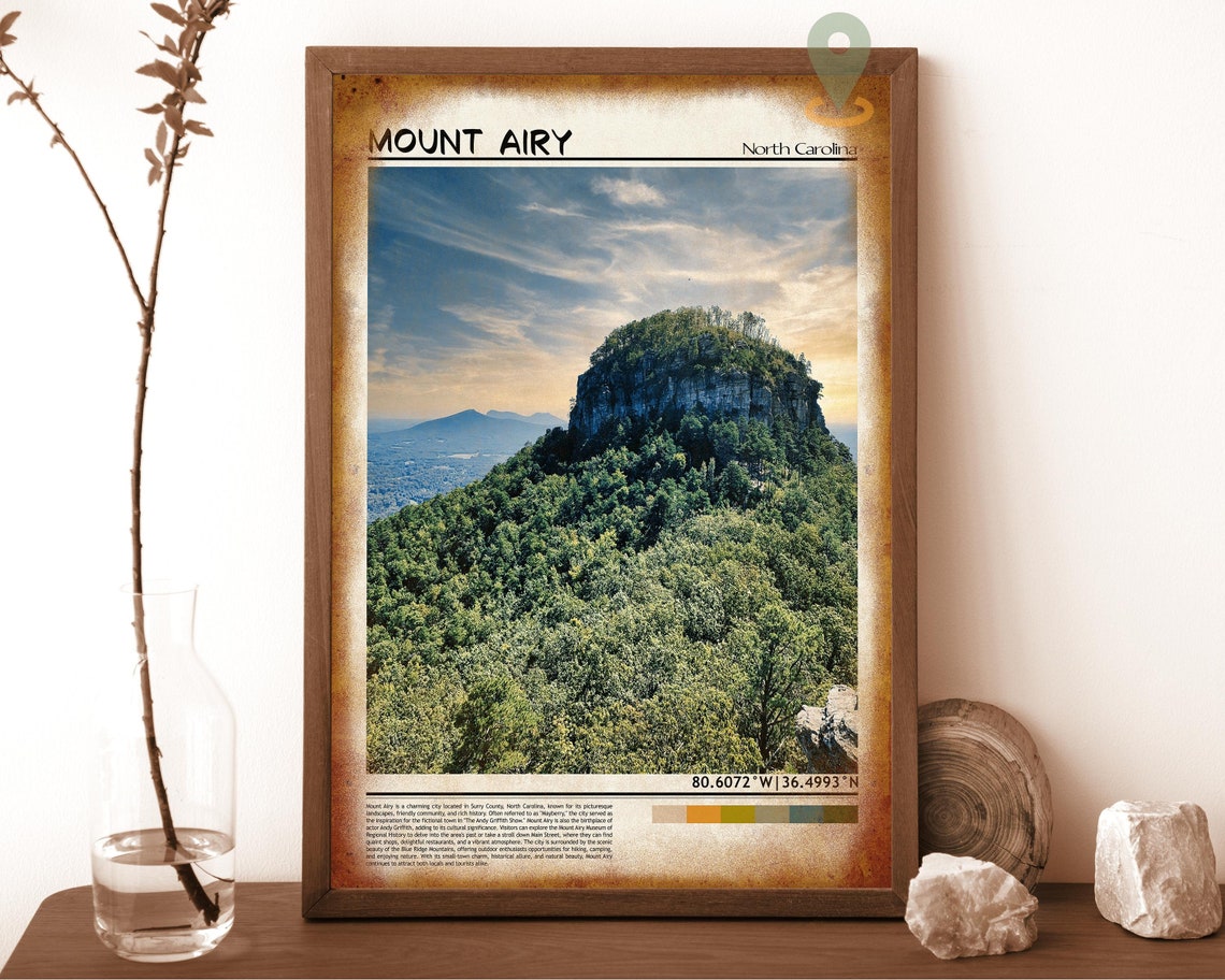 Mount Airy North Carolina Forest Mountain Rock Knob View Poster - Image 6