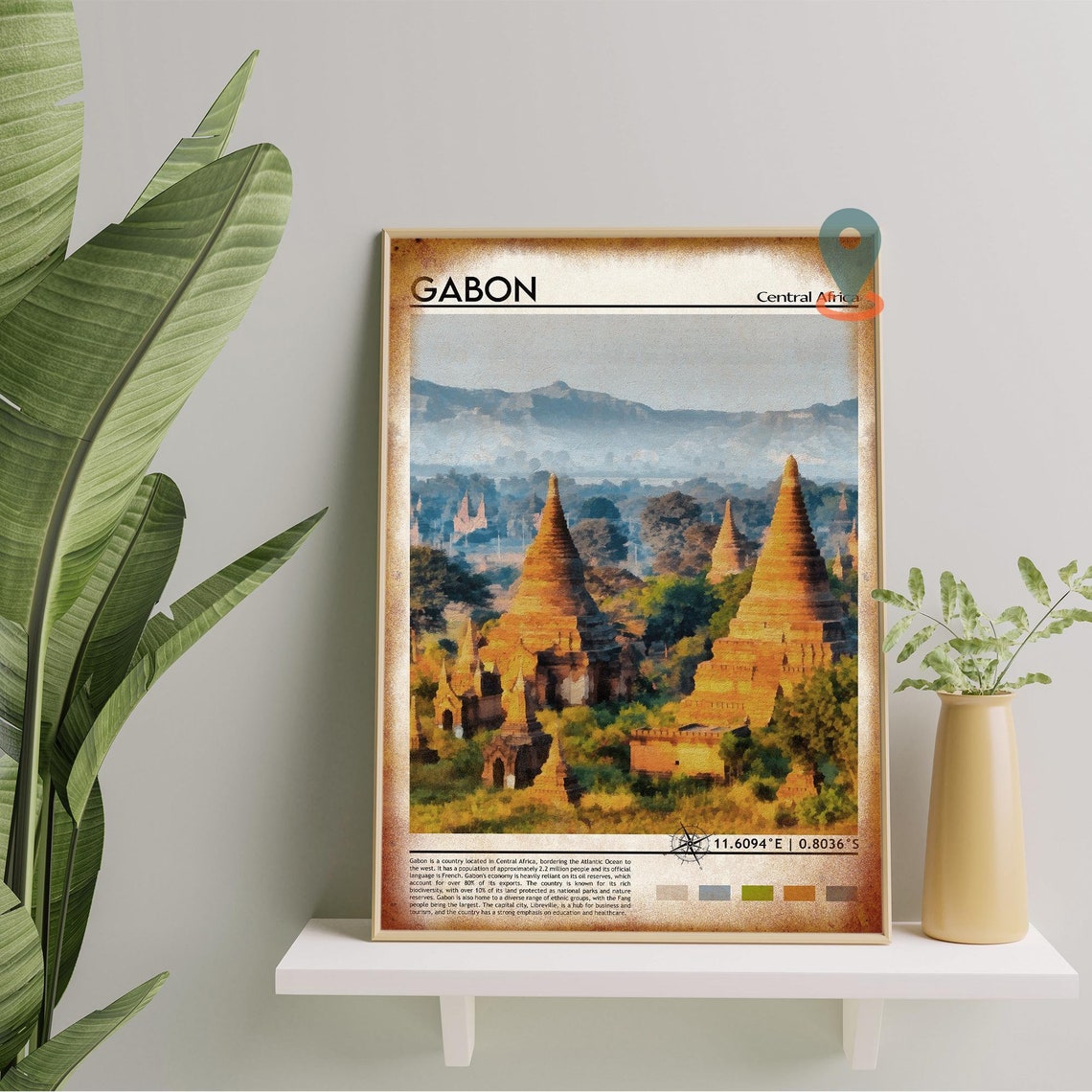 Ancient Temple Stupas Sunrise Golden Asia Travel Photo Poster - Image 2