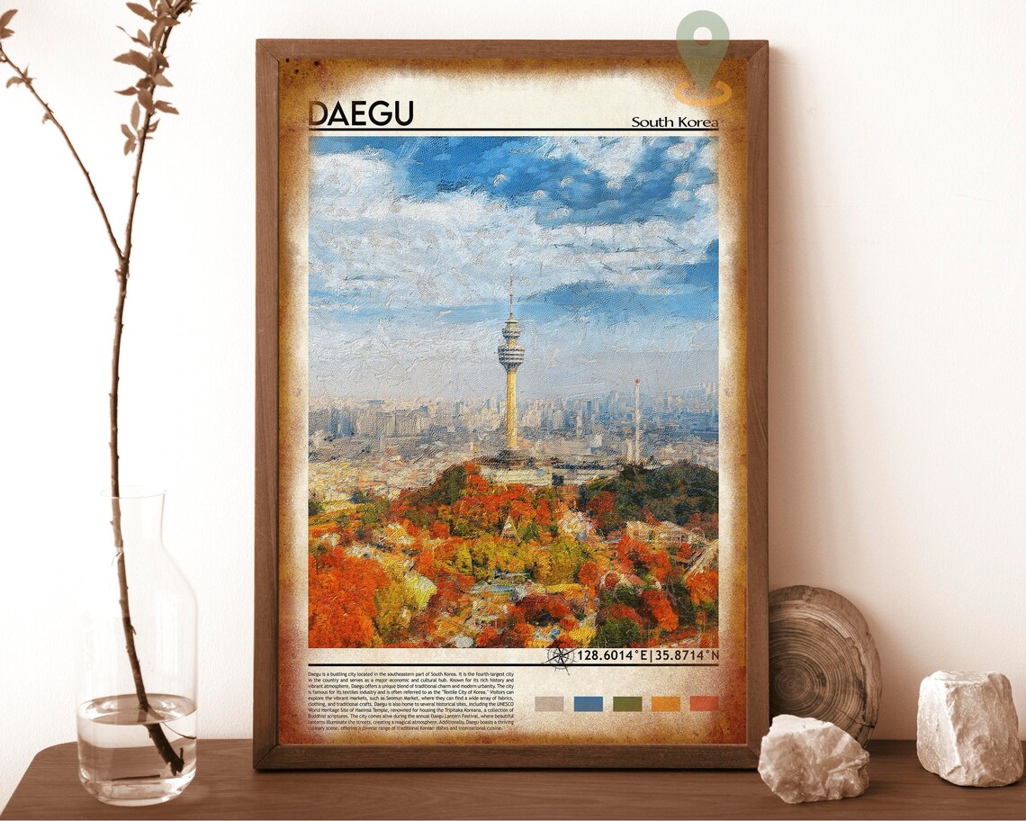 Daegu South Korea Tower Autumn Colors City View Travel Poster - Image 6