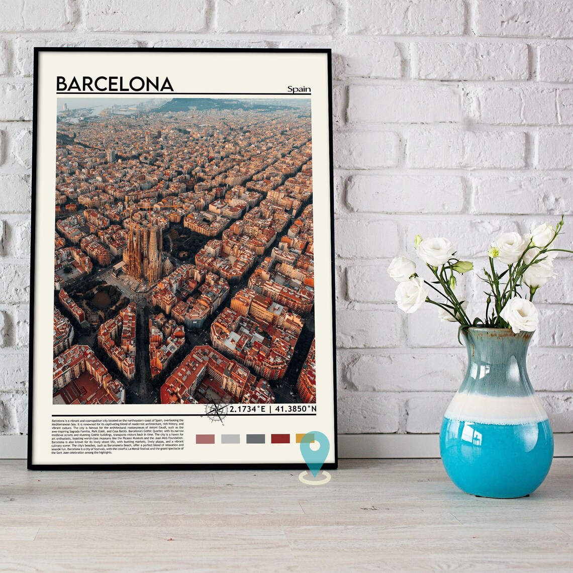 Barcelona Spain Aerial View Sagrada Familia Cityscape Travel Poster - Image 2