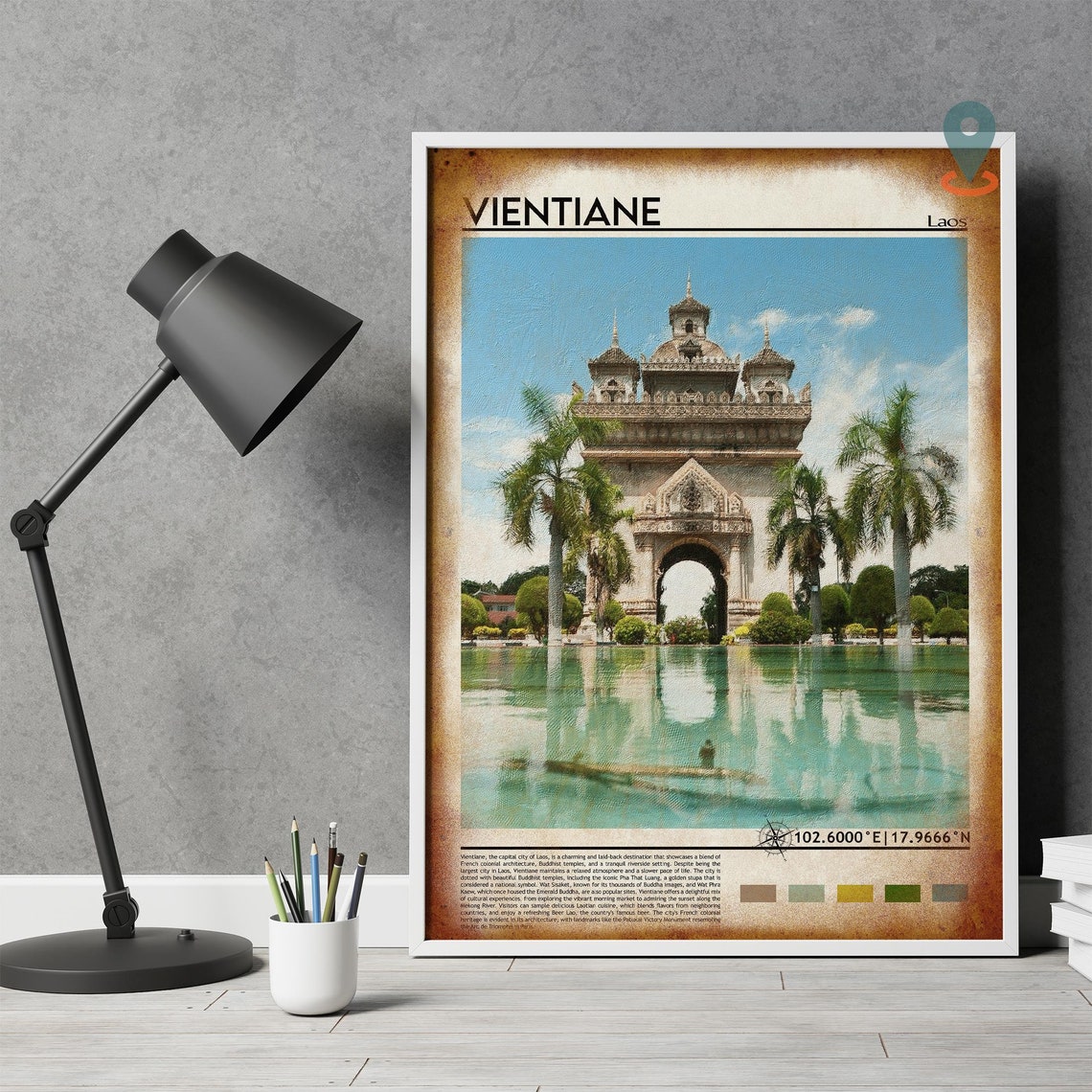 Vientiane Print Vientiane Poster Vientiane Wall Art Vientiane Travel Vientiane Art Print Vientiane Artwork Vientiane City Laos Print - Image 4