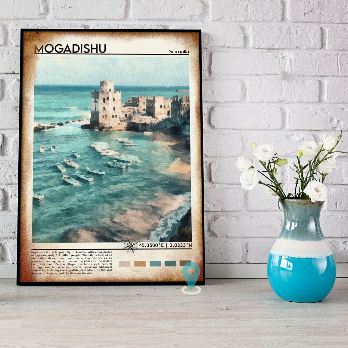 Mogadishu Somalia Historic Harbor Stone Fortress Travel Poster - Image 4