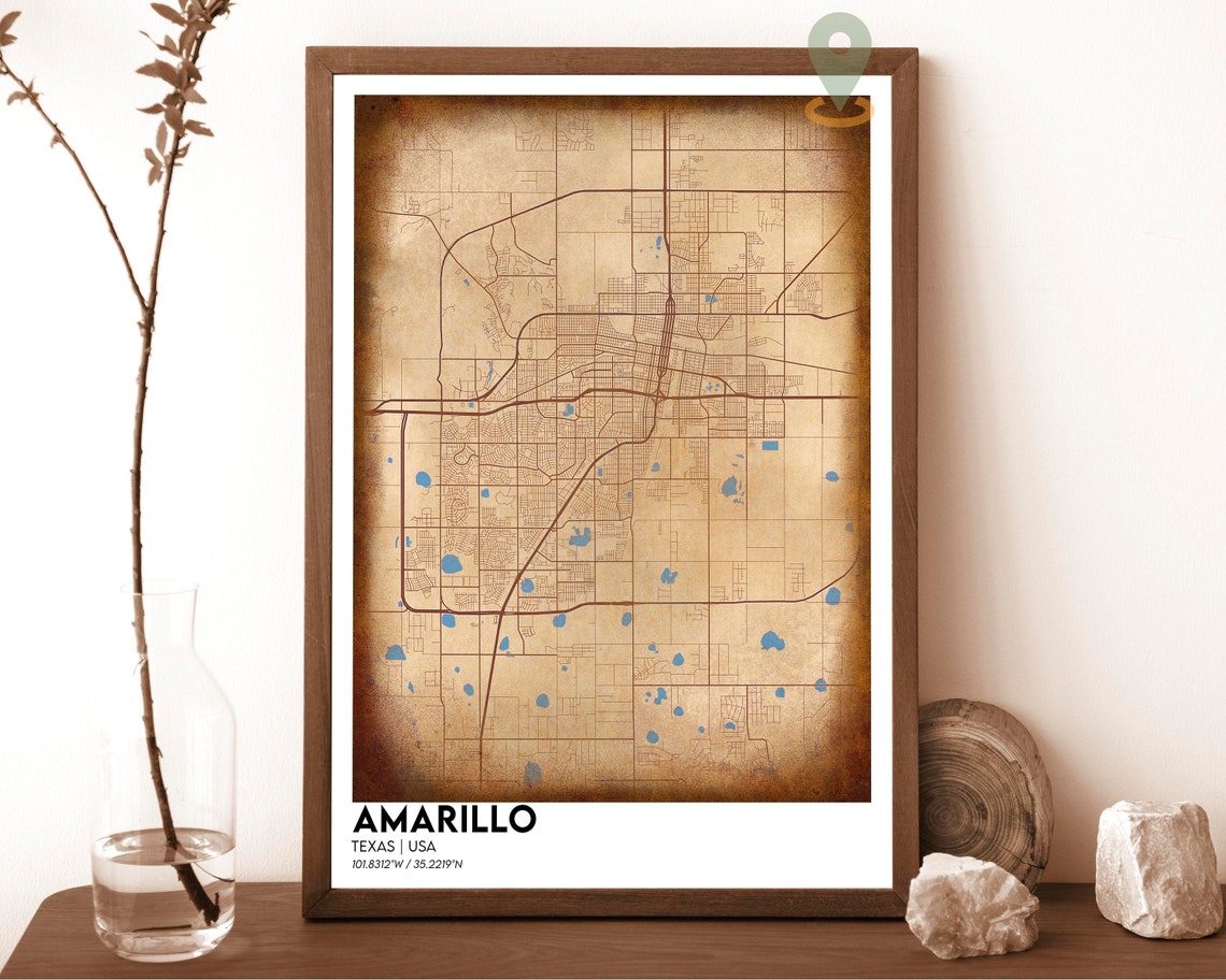 Amarillo Texas USA Minimalist Dark Green City Street Map Poster - Image 6