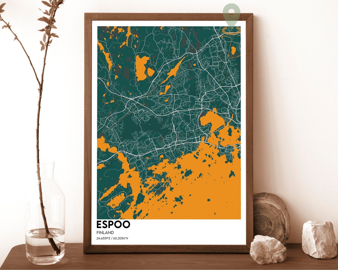Espoo Finland Pastel Coastal City Street Map Nordic Design Poster - Image 5