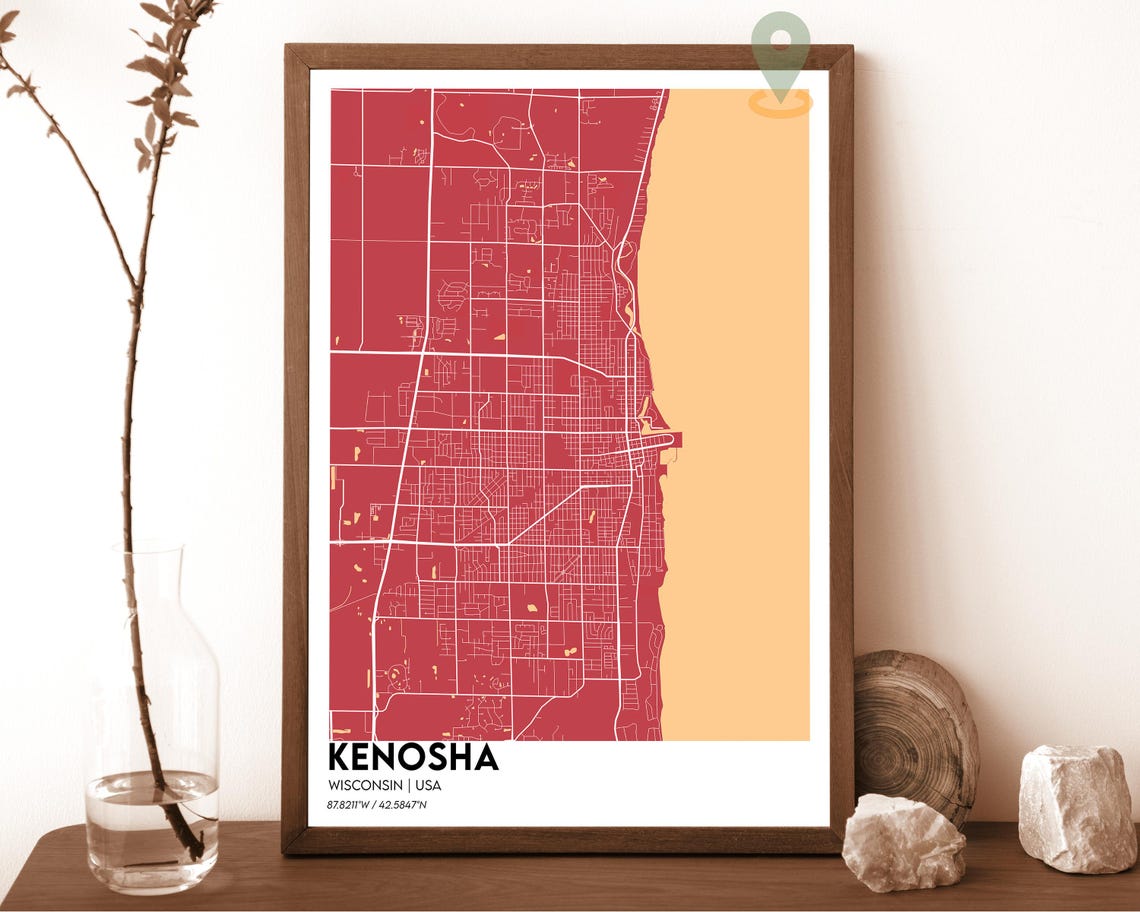 Kenosha Map Kenosha Map Print Kenosha Wall Art Kenosha Travel Poster Kenosha Poster Kenosha Photo Kenosha City Map Kenosha Wisconsin - Image 5