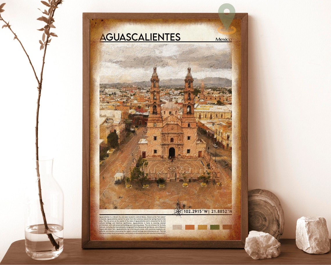 Aguascalientes Mexico Historic Colonial Cathedral Travel Poster - Image 6