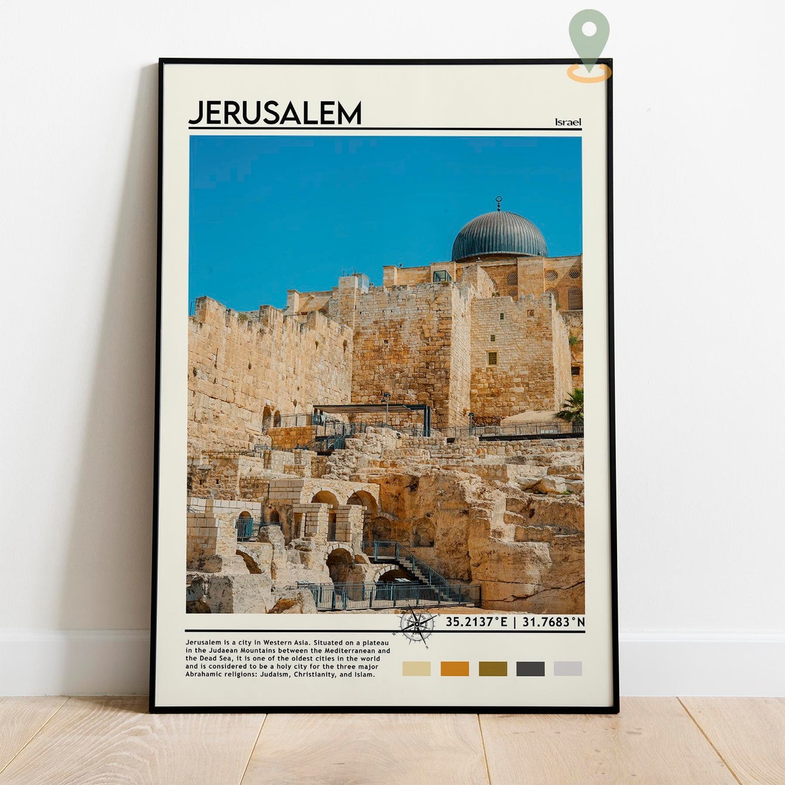 Jerusalem Israel Ancient Stone Walls Dome Historic City Poster - Image 5