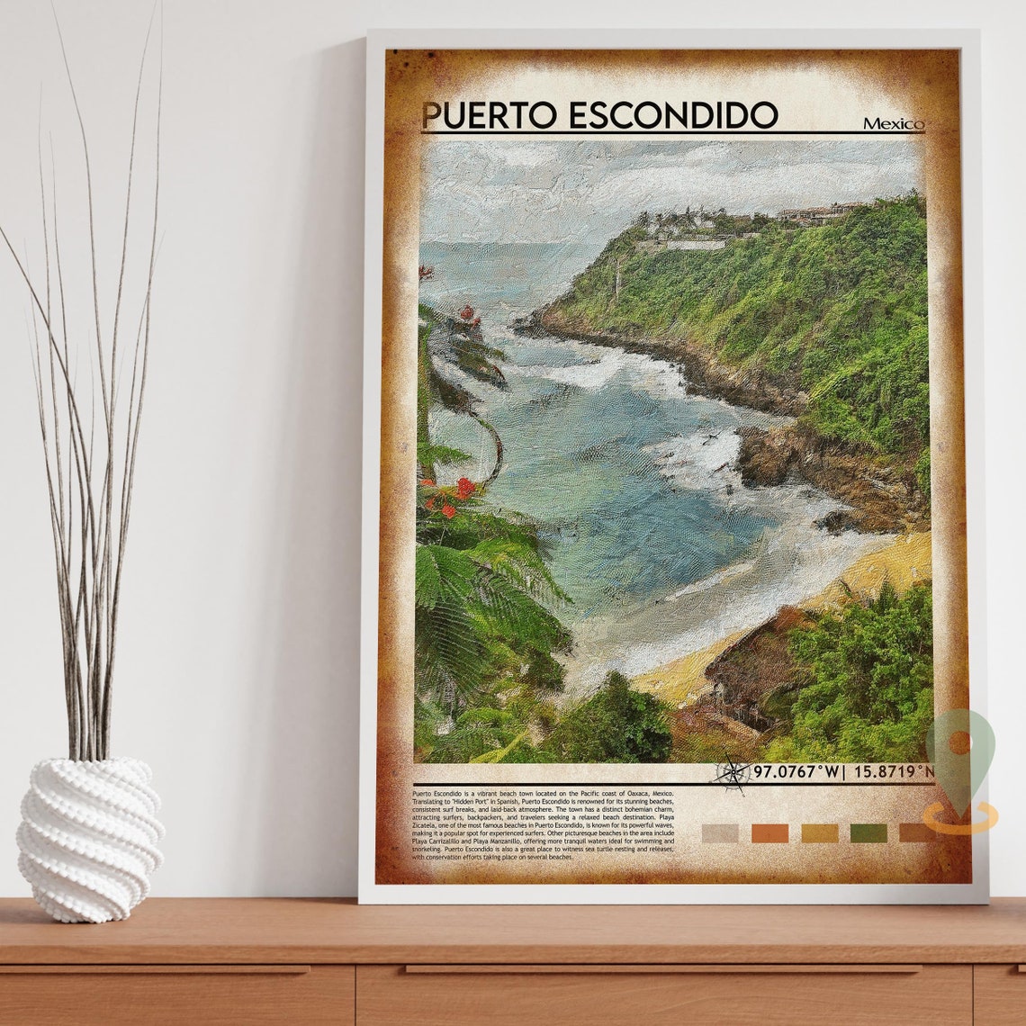 Puerto Escondido Print Puerto Escondido Poster Puerto Escondido Wall Art Puerto Escondido Travel Print Puerto Escondido Art Print - Image 4