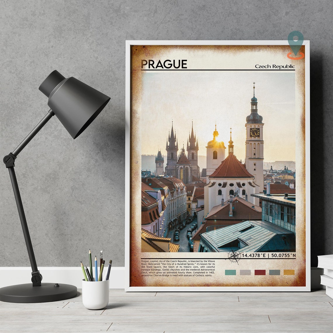 Prague Czech Republic Old Town Spires Rooftops Sunrise Poster - Image 4
