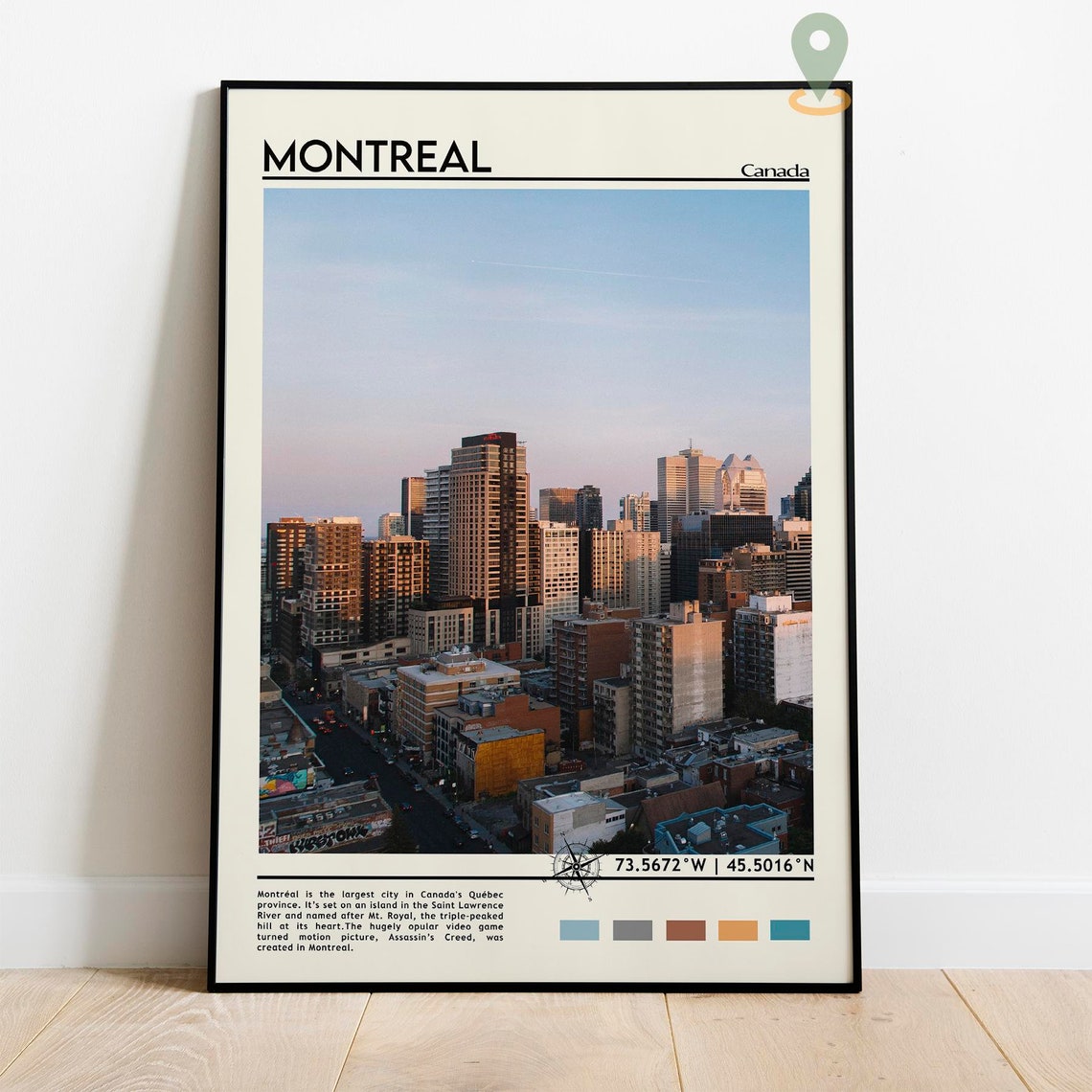 Montreal Canada Downtown Skyline Sunset Cityscape Travel Poster - Image 2
