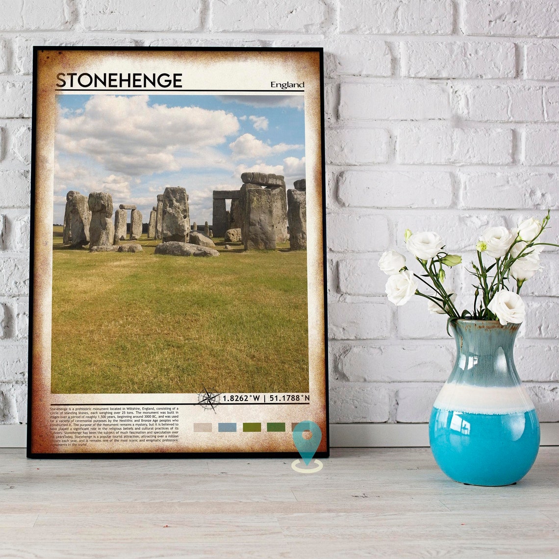 Stonehenge England Prehistoric Monument Green Fields Travel Poster - Image 3