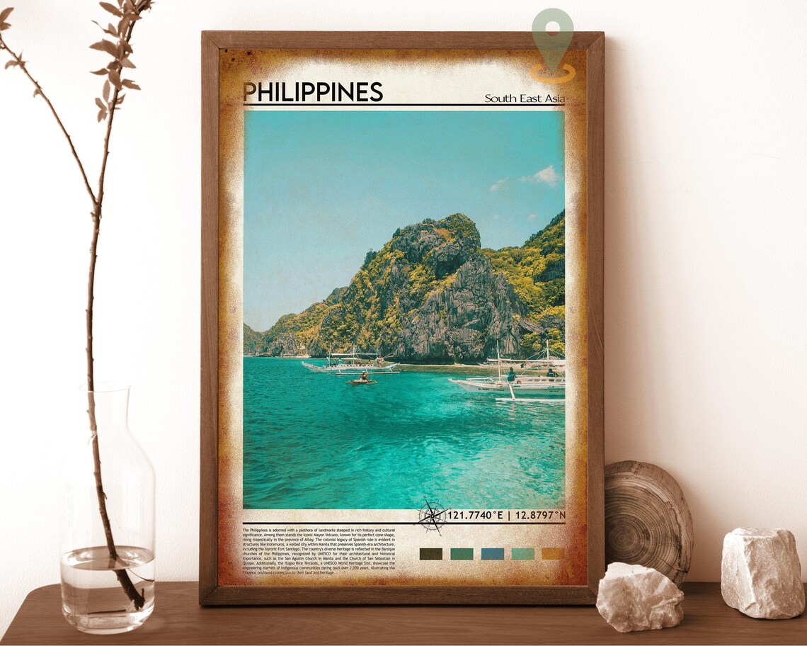 Philippines Tropical Island Boat Beach Vintage Travel Poster Art - Image 6