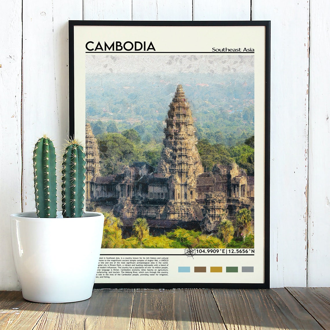 Cambodia Angkor Wat Ancient Temple Spires Jungle Canopy Travel Poster - Image 3