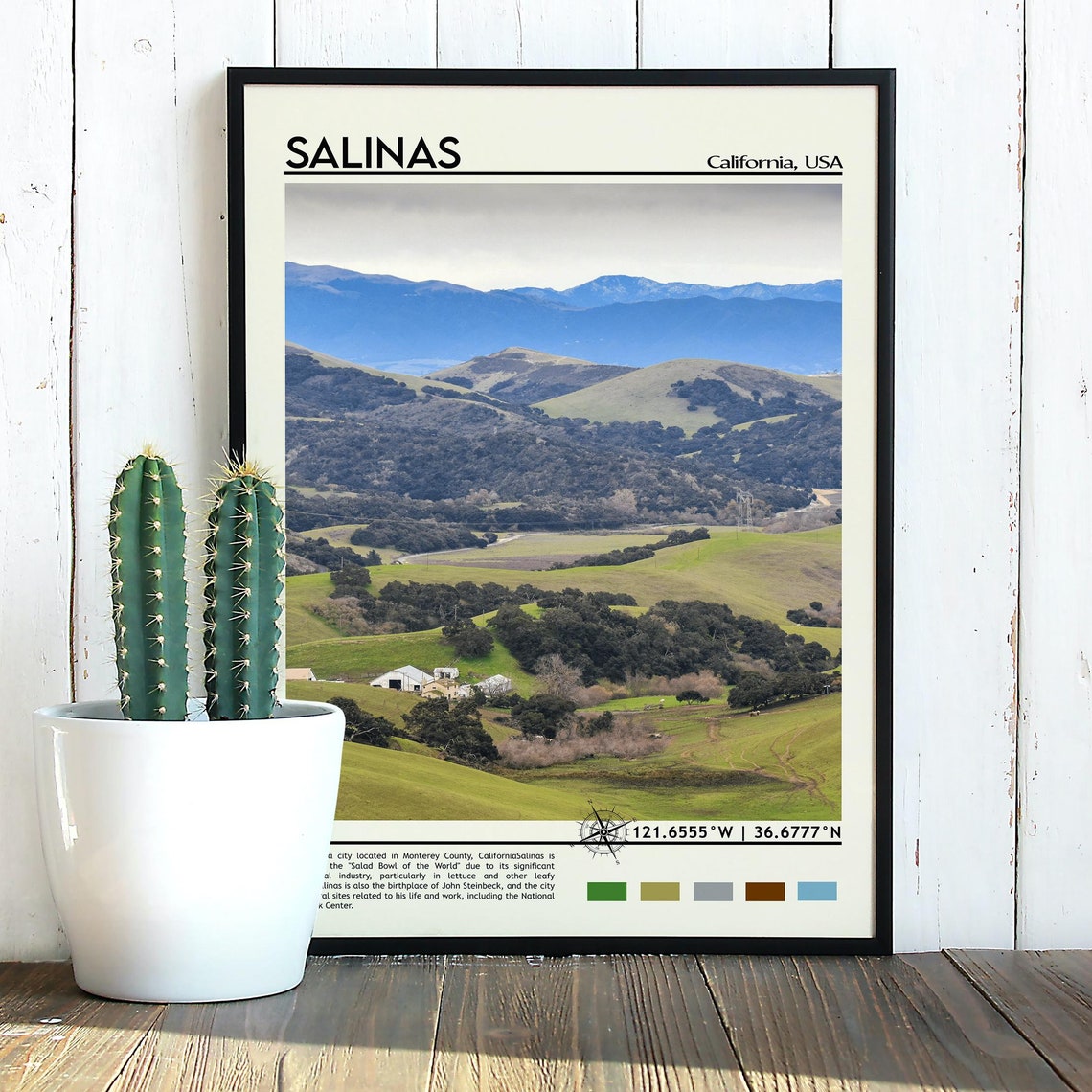 Salinas California Green Valley Hills Landscape Travel Poster - Image 5
