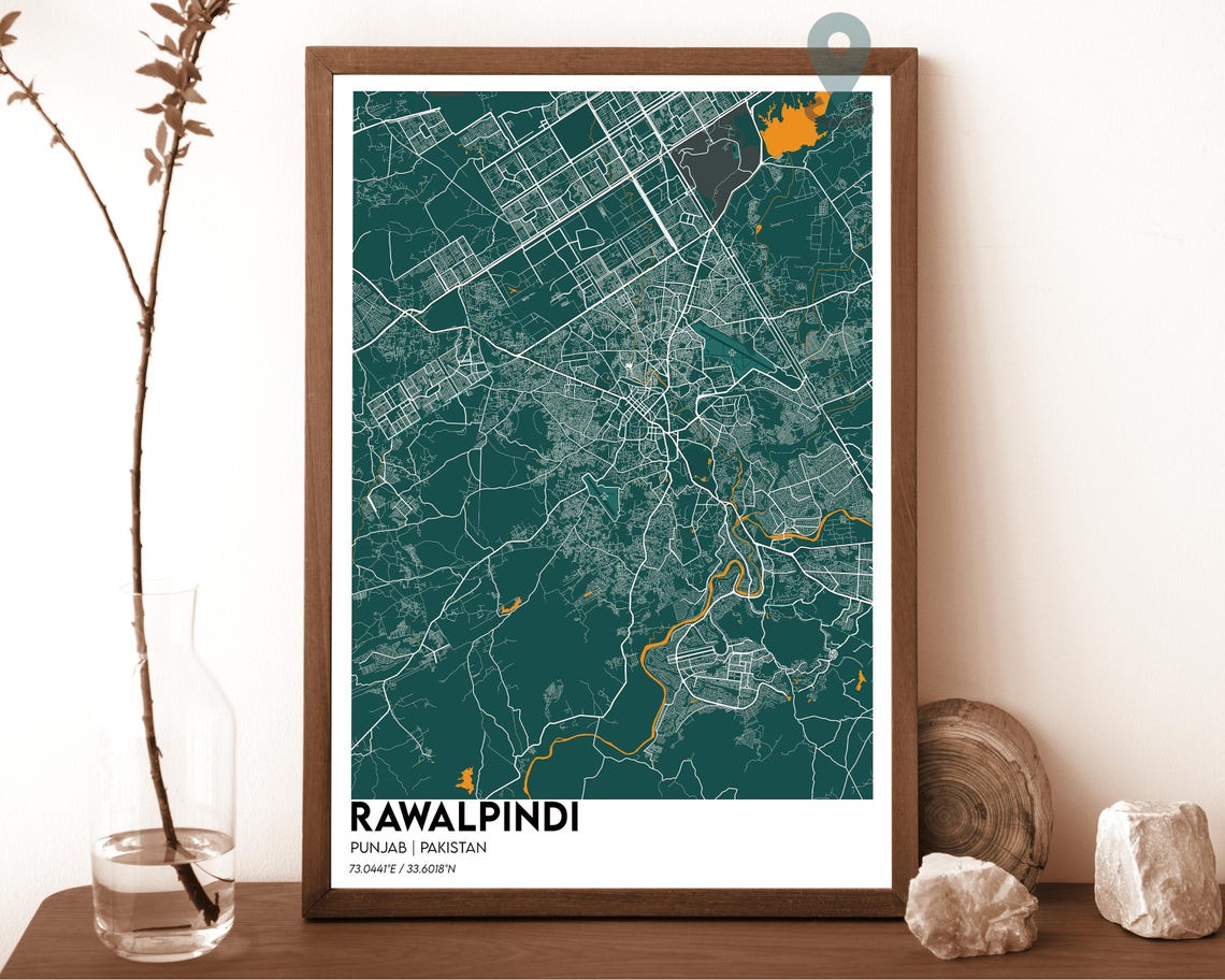 Rawalpindi Pakistan Vintage Sepia Style City Map Home Decor Poster - Image 5