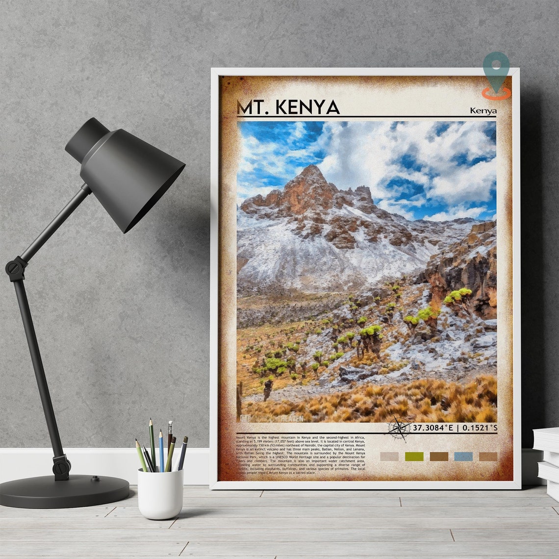 Mount Kenya Kenya Snow Capped Peak National Park Travel Poster - Image 4
