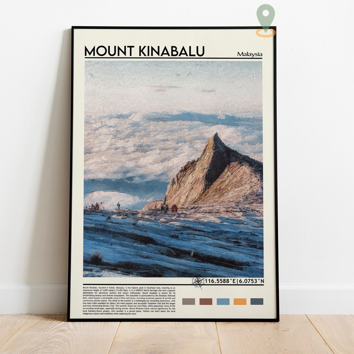Mount Kinabalu Malaysia Summit Above Clouds Adventure Travel Poster - Image 2