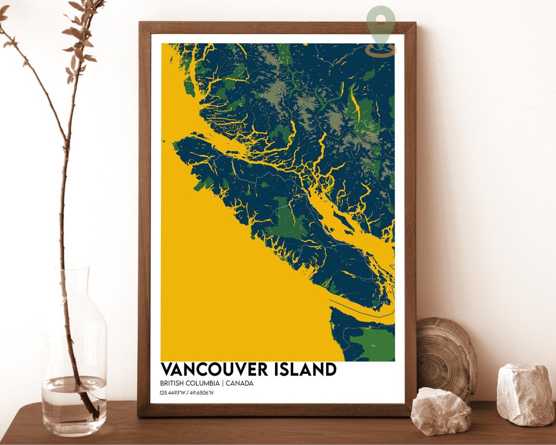 Vancouver Island Canada Map Peach Abstract Topography Poster - Image 6