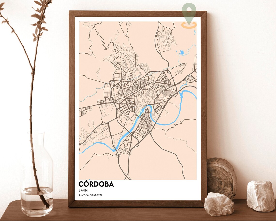 Cordoba Spain Andalusia Dark Orange River City Map Art Poster - Image 5