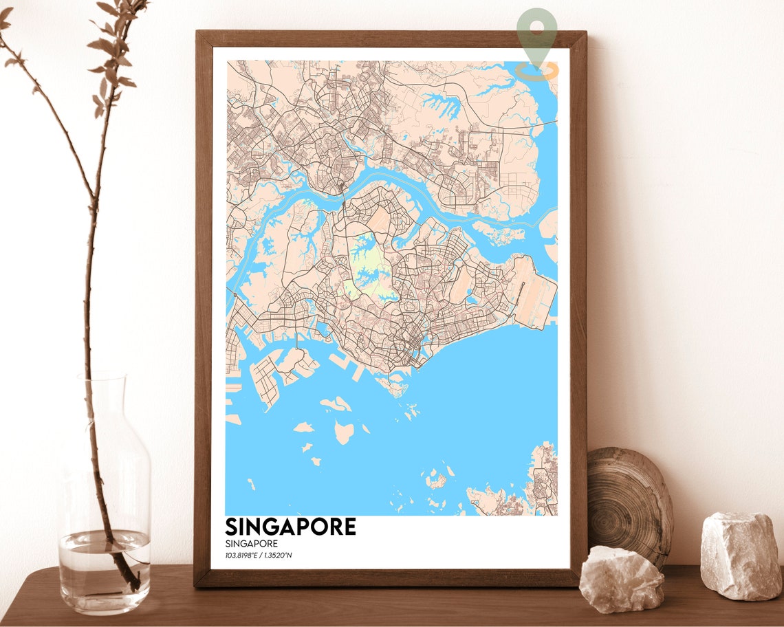 Singapore Island Nation Vintage Old World City Map Art Poster - Image 5