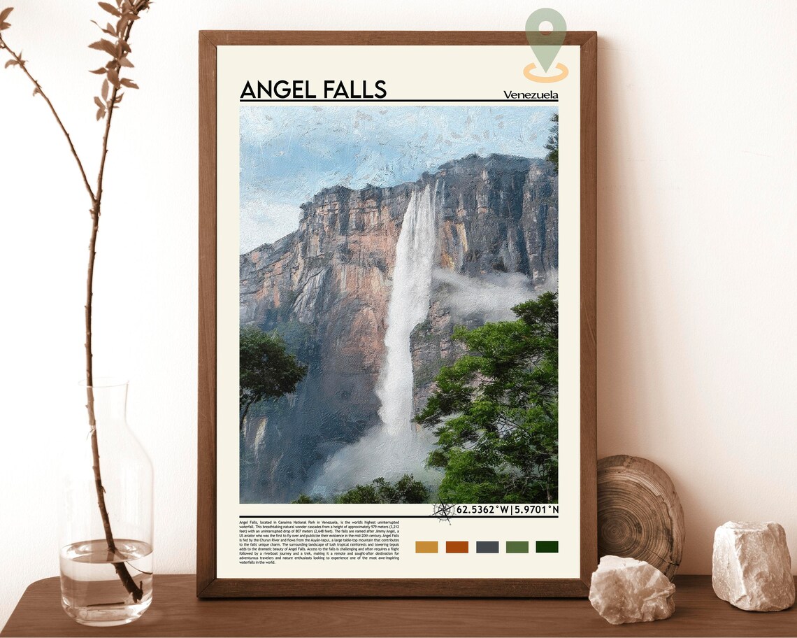 Angel Falls Print Angel Falls Poster Angel Falls Wall Art Angel Falls Travel Print Angel Falls Art Print Angel Falls Artwork Venezuela