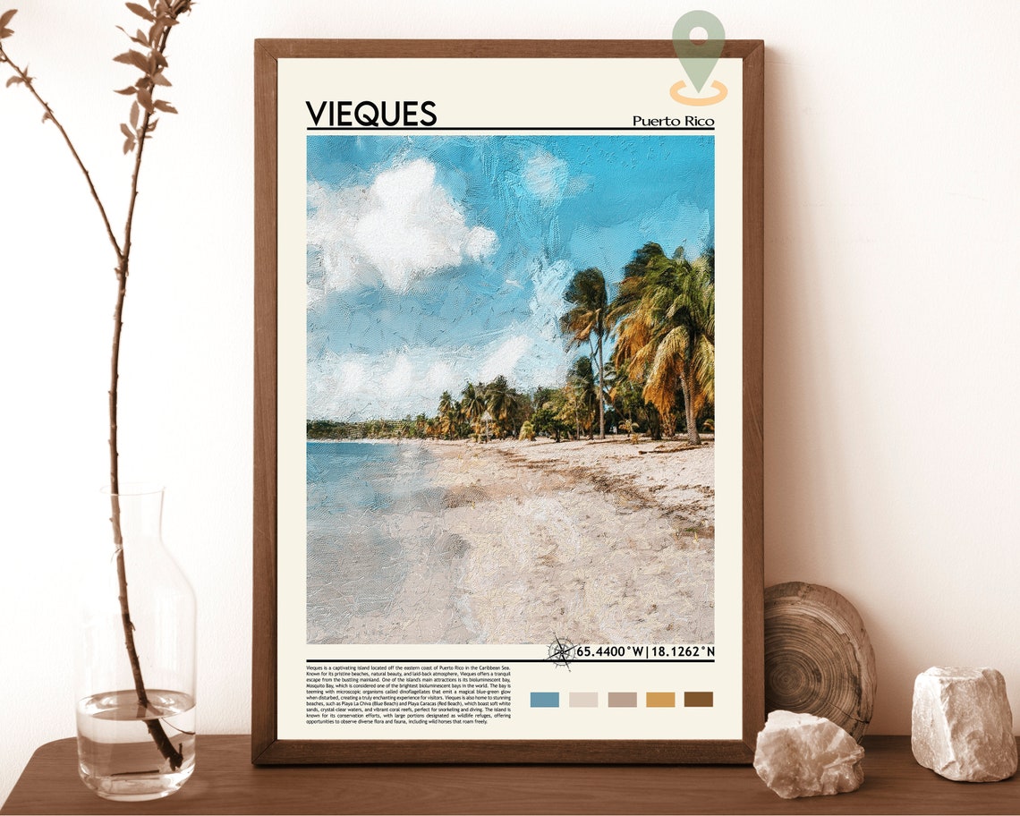 Vieques Puerto Rico Palm Beach Tropical Island Photo Art Poster