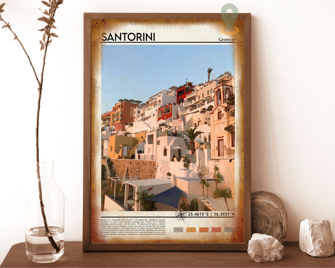 Santorini Greece Cliffside Whitewashed Village Sunset Travel Poster - Image 6