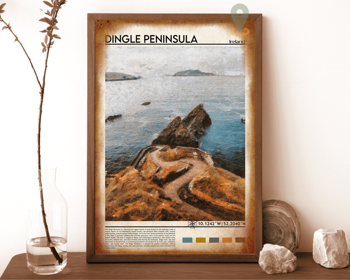 Dingle Peninsula Ireland Rocky Coast Watercolor Travel Poster - Image 6