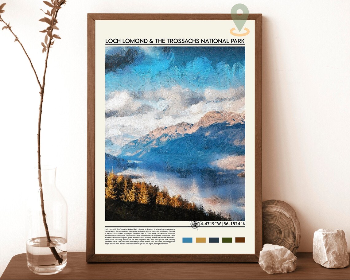 Loch Lomond and the Trossachs Scotland Autumn Mountains Poster