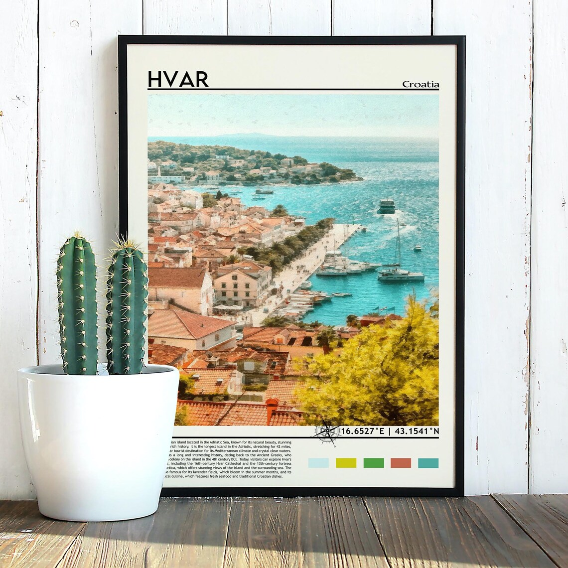 Hvar Croatia Island Harbor Minimalist Travel Wall Decor Poster - Image 2