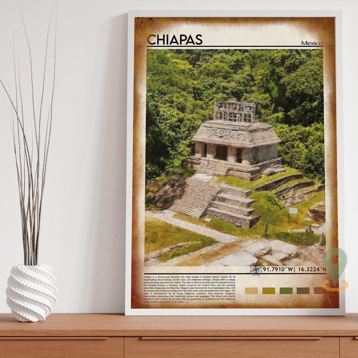 Chiapas Mexico Mayan Temple Jungle Photo Ancient Travel Wall Art - Image 4