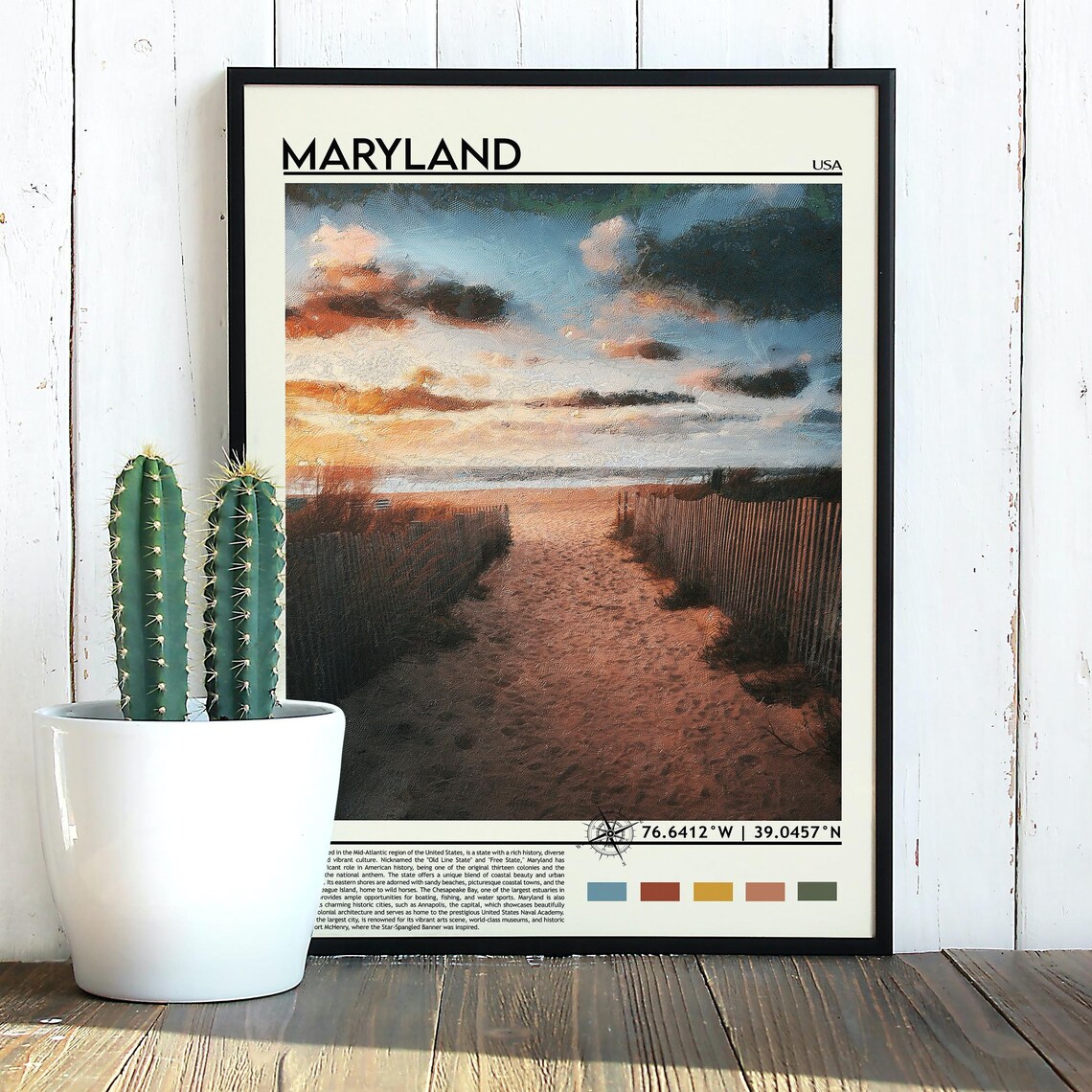 Maryland Sunset Beach Dune Path Watercolor Travel Poster Art - Image 5