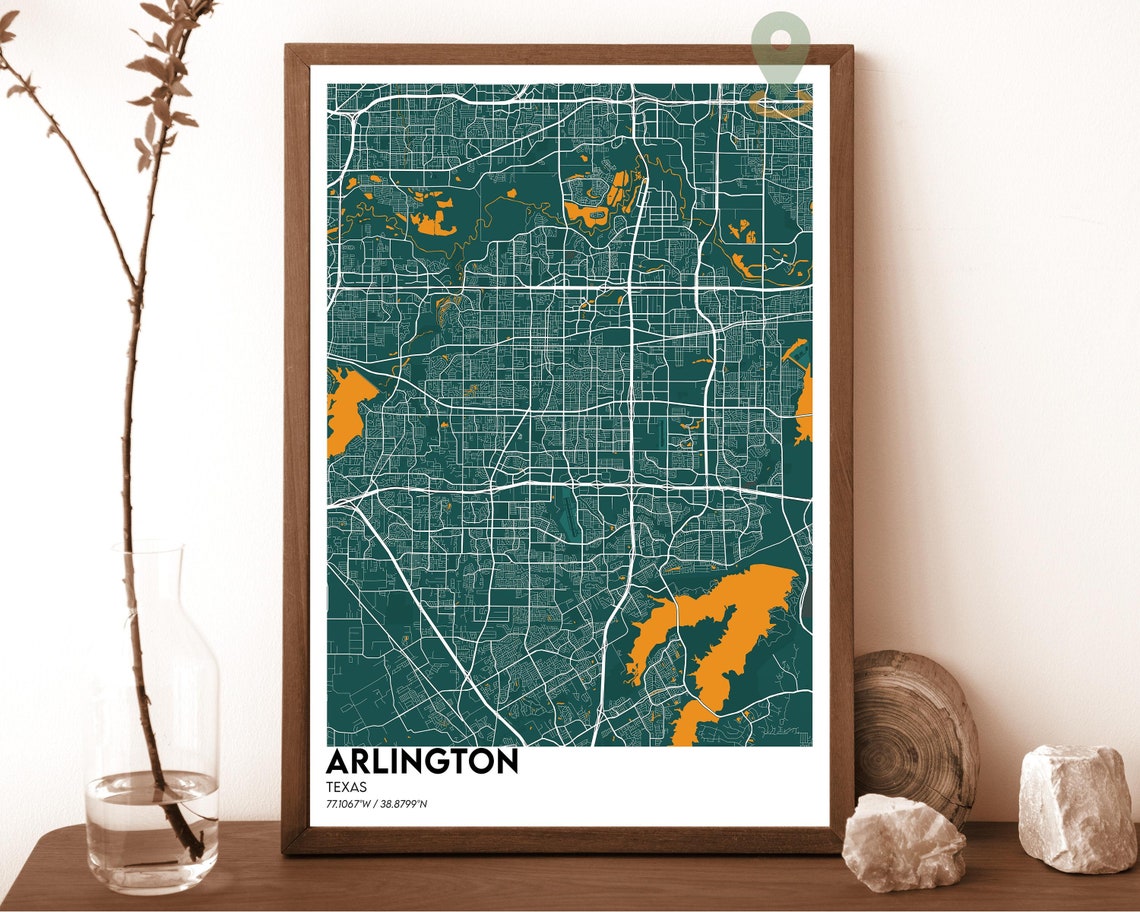 Arlington Texas Warm Tan Minimalist City Street Map Art Print - Image 3