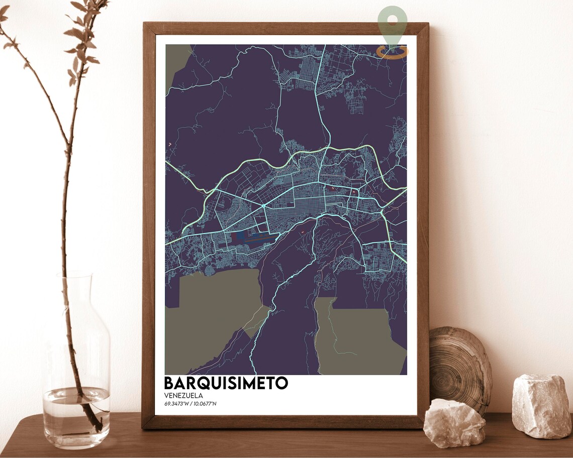 Barquisimeto Venezuela Vintage Sepia Antique City Map Poster - Image 6
