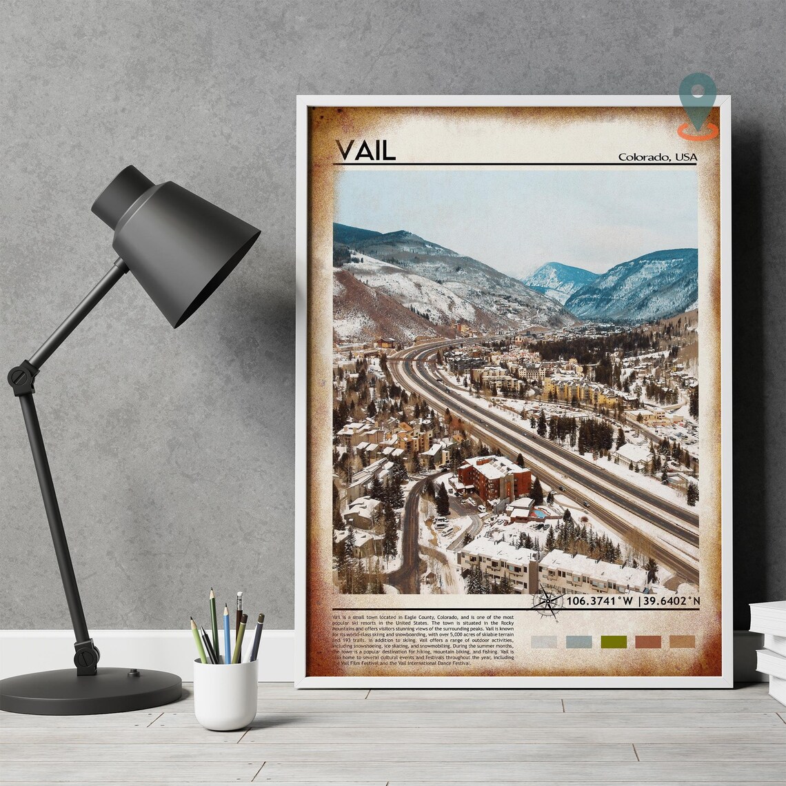 Vail Colorado Ski Resort Snowy Rocky Mountains Winter Sports Poster - Image 4