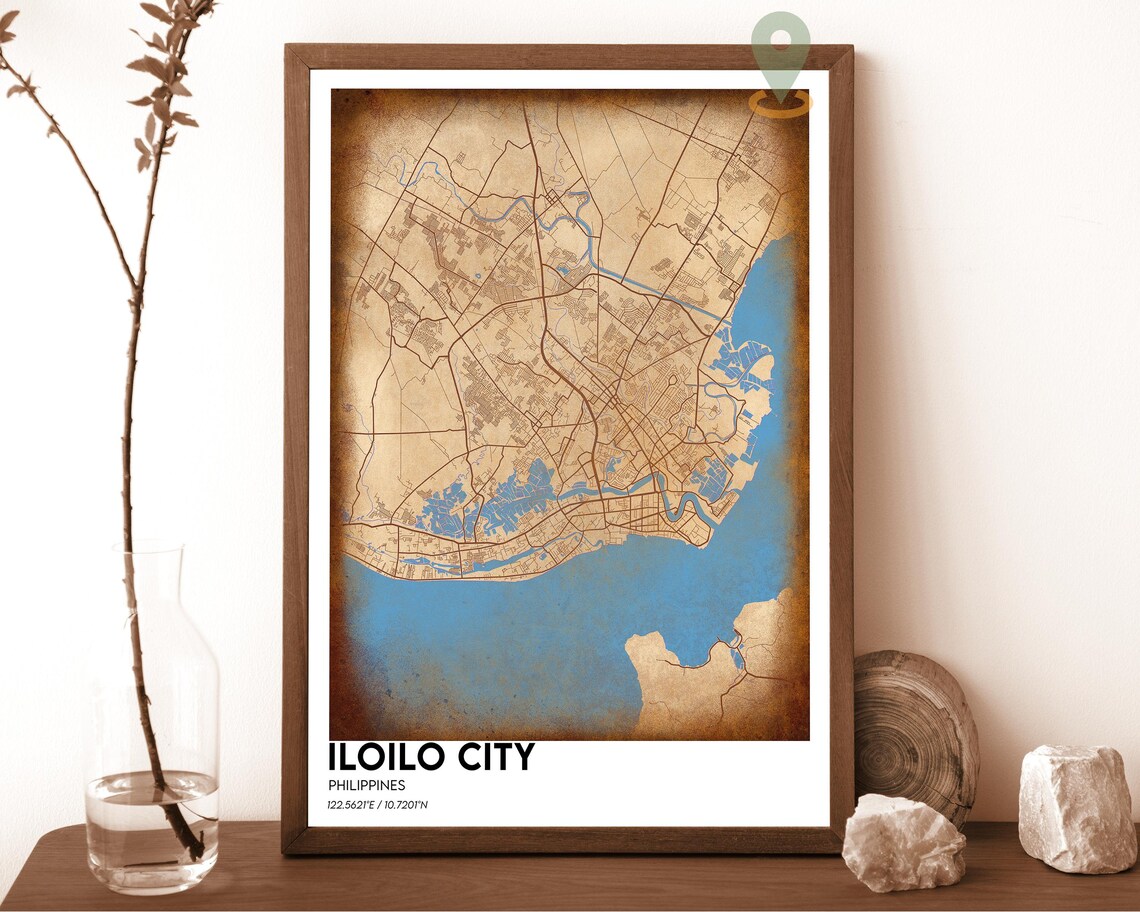 Iloilo City Philippines Coastal City Map Gray Aqua Minimalist Poster - Image 2