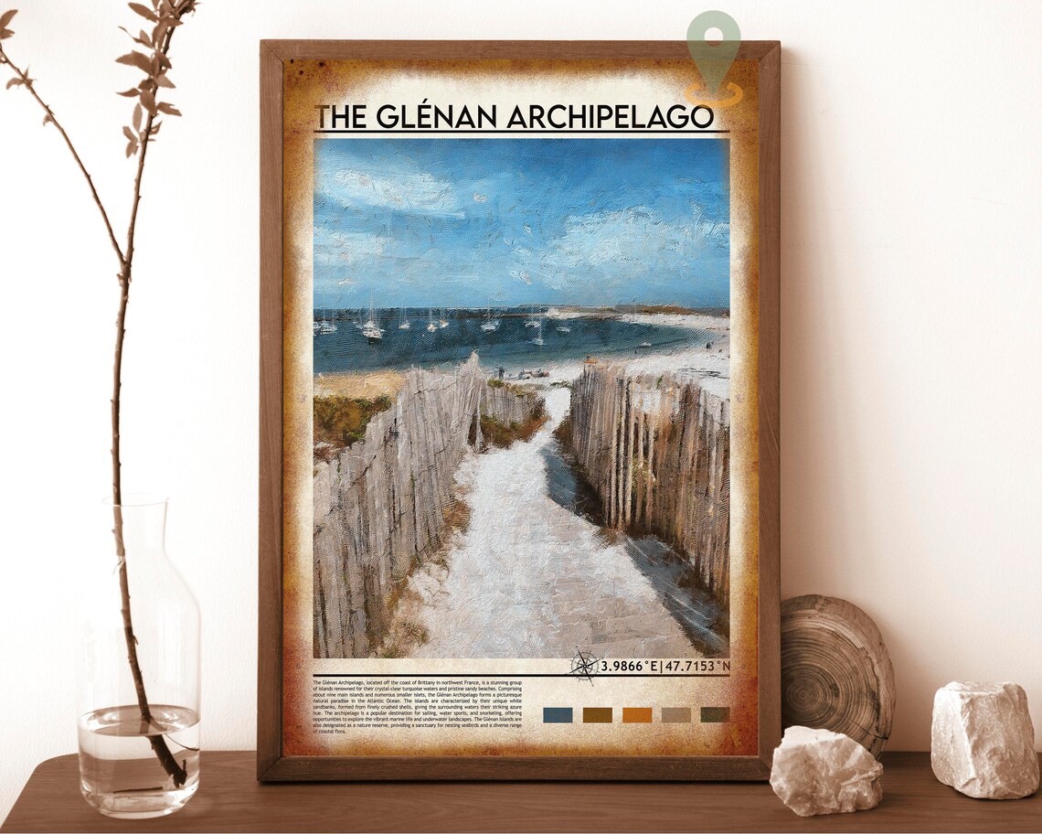 The Glenan Archipelago France Sandy Beach Sailboats Travel Poster - Image 6