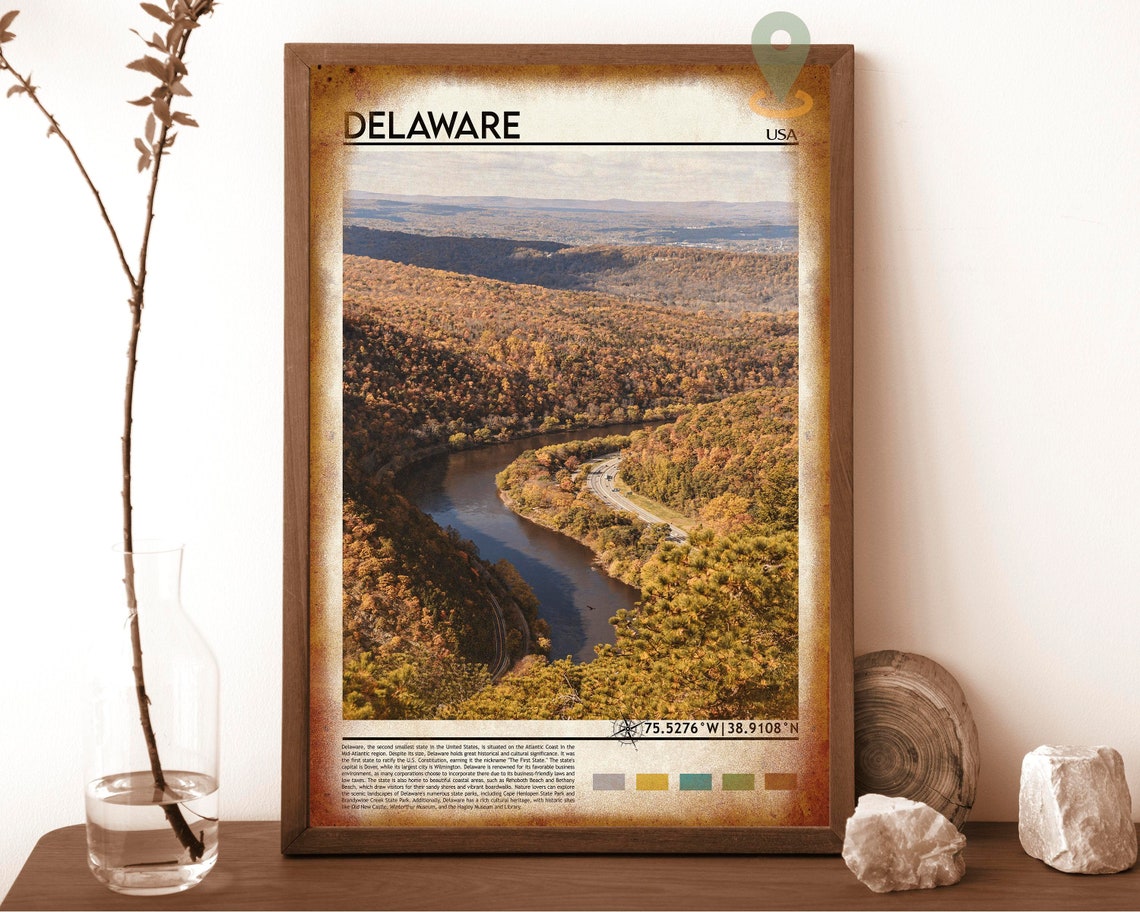 Delaware USA Autumn River Valley Fall Foliage Nature Travel Poster - Image 6