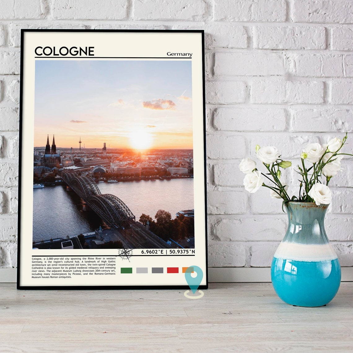 Cologne Germany Rhine River Sunset Cathedral City Skyline Poster - Image 3