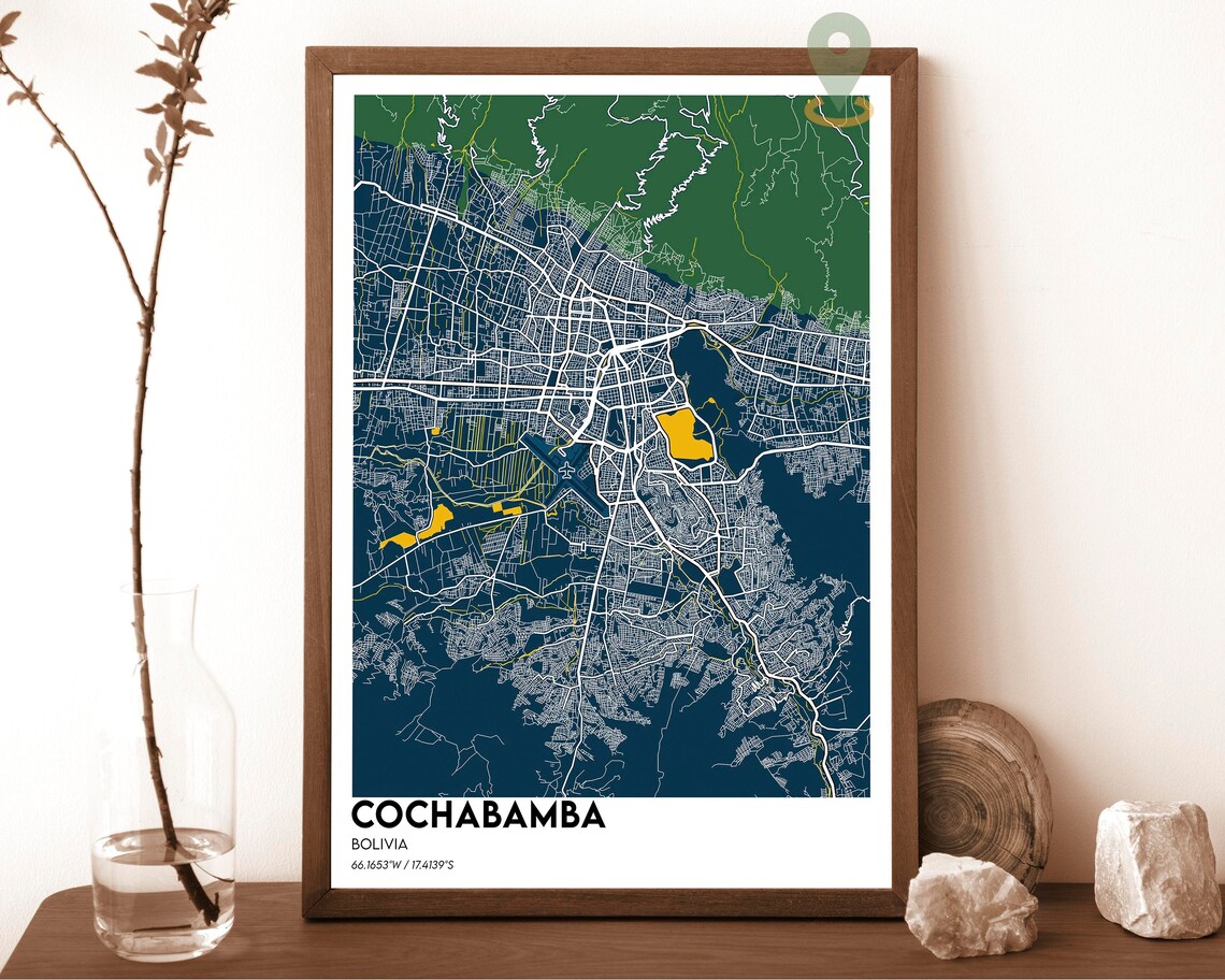 Cochabamba Bolivia Vintage Sepia Style City Street Map Gallery Wall Art - Image 6