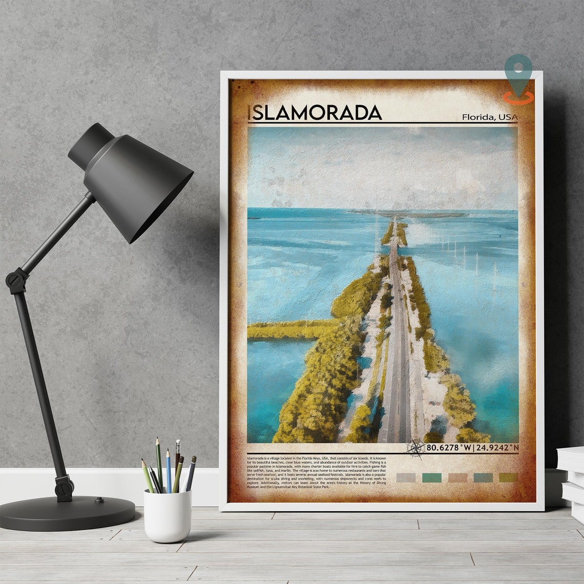 Islamorada Florida Overseas Highway Aerial Travel Poster Keys View - Image 4