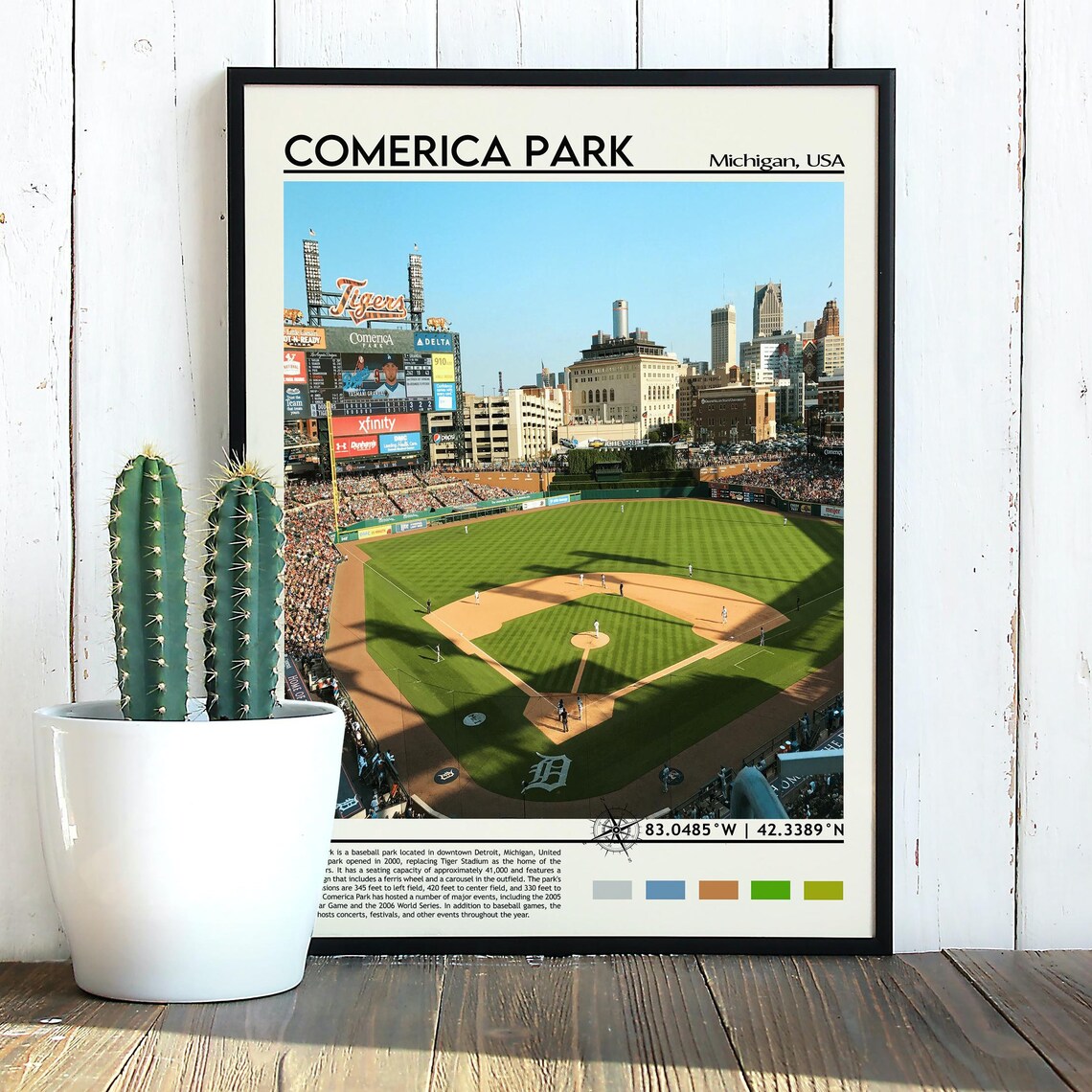 Comerica Park Michigan Detroit Tigers Baseball Stadium Poster - Image 3