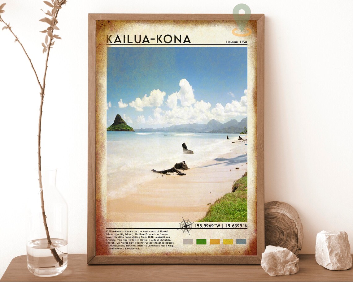 Kailua Kona Hawaii Tropical Beach Offshore Island Paradise Poster - Image 6