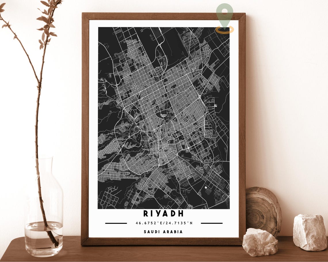 Riyadh Saudi Arabia City Street Map Teal Minimalist Art Poster - Image 2